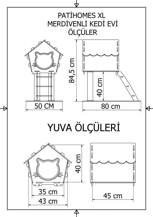 Patihomes XL Merdivenli Kedi Evi Tırmalamalı - Görsel 4