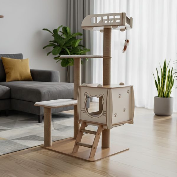 Pati Homes Pro Katlı Kedi Oyun Evi XL Yataklı - Kedi Tırmalaması - Görsel 3