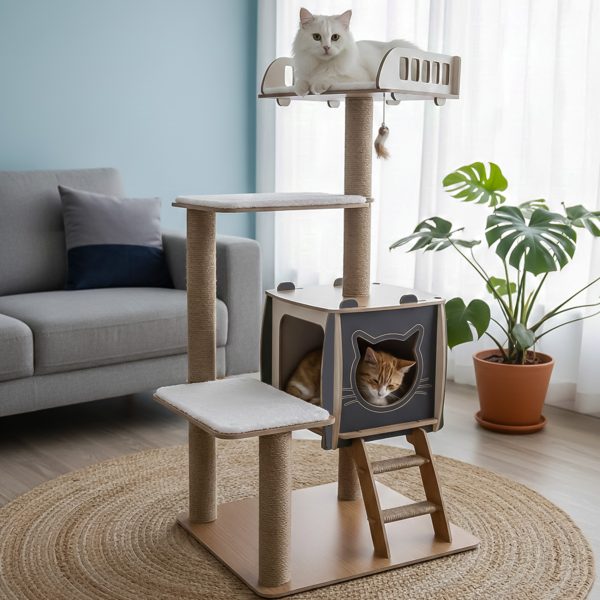 Pati Homes Pro Katlı Kedi Oyun Evi XL Yataklı - Kedi Tırmalaması - Görsel 6