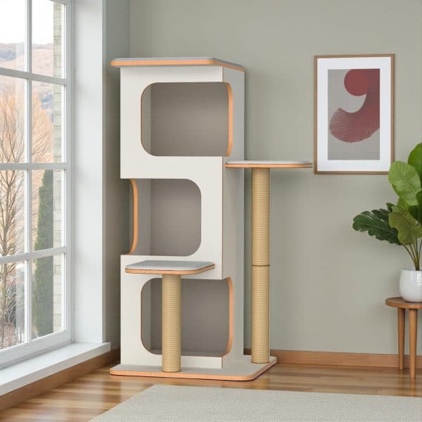 Pro Katlı Kedi Tırmalama Oyun Evi - 3 Yuvalı - 18mm MDF - Minderli - Görsel 6